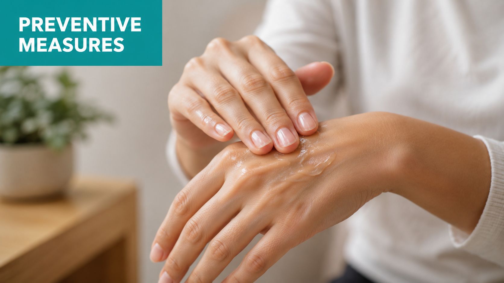 A person applying moisturizing cream to their hand to maintain skin hydration and health.
